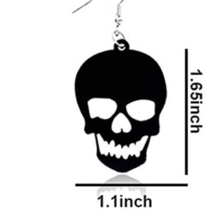 Halloween Dangle Earrings skull head for Women Girls Black